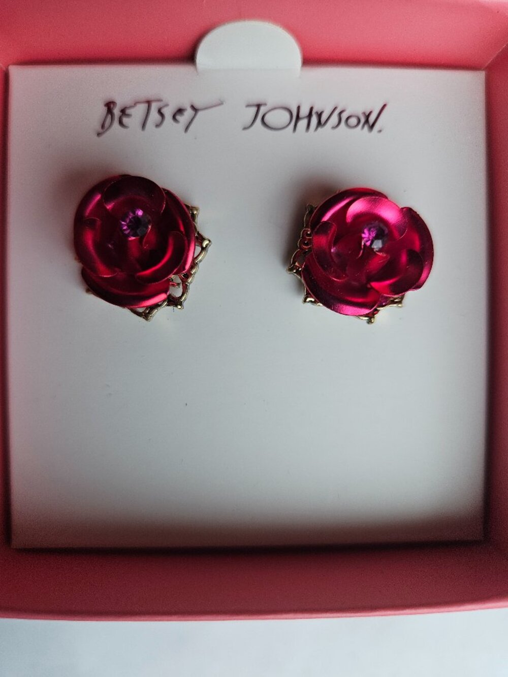 Betsey Johnson Red Rose Stud Earrings
